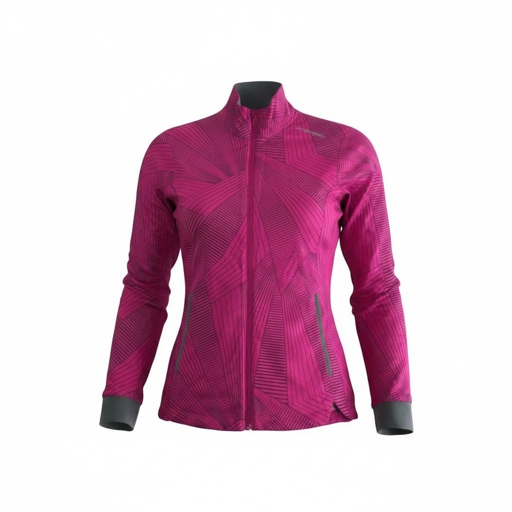 Brooks DriLayer Women Magenta Geometric Full Zip Running Jacket Size Medium